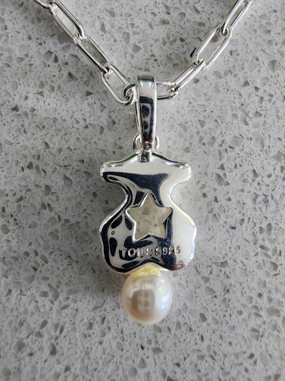 Tous Silver Star Pendant Necklace with Pearl